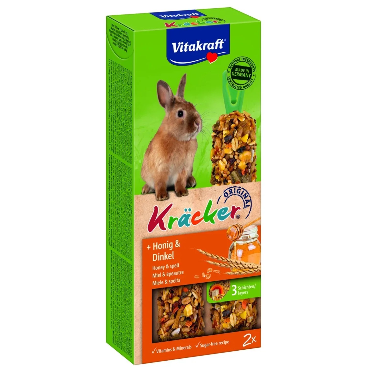 E-shop Vitakraft Doplnkové krmivo pre králiky Kräcker med a špalda, 2 ks