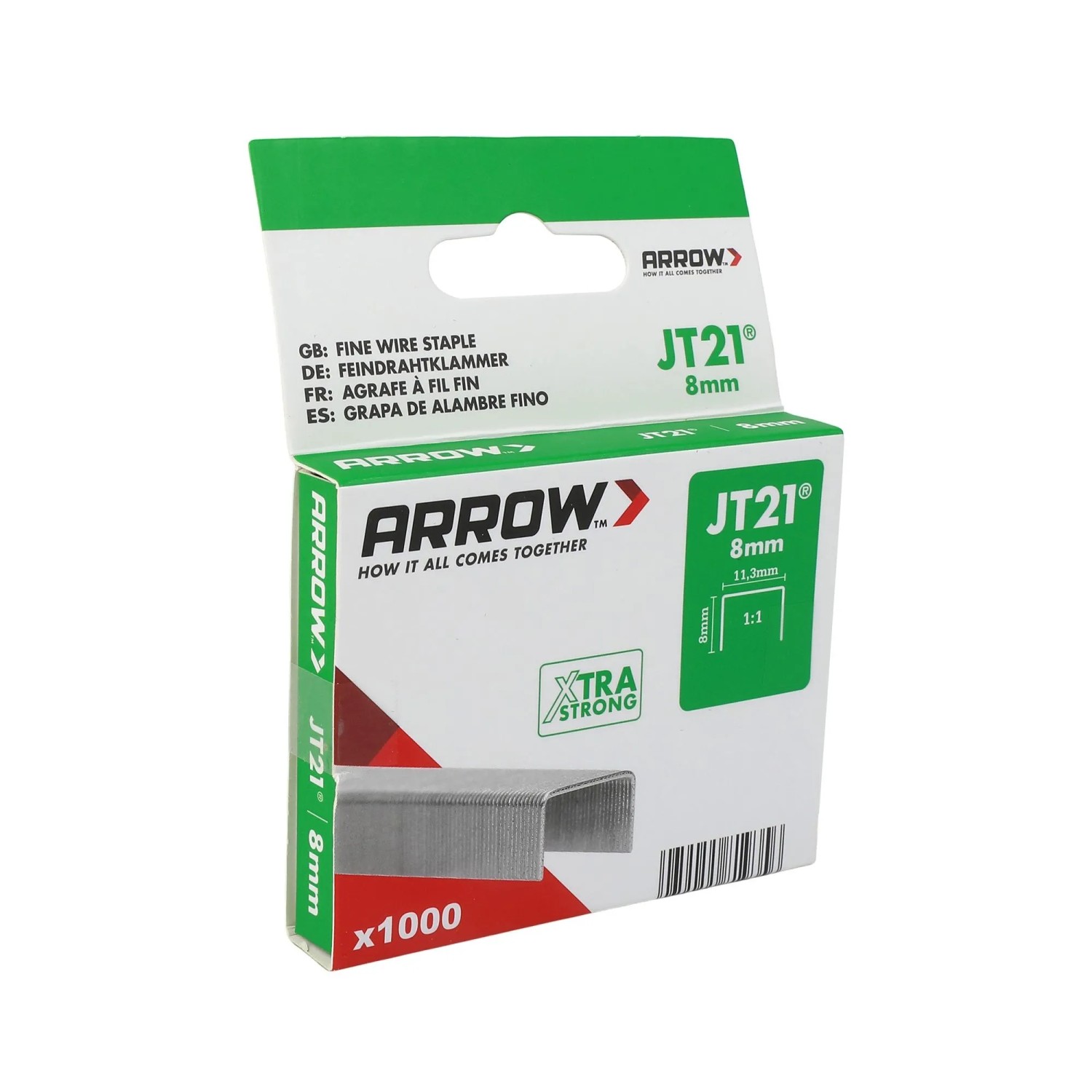 E-shop Arrow Drôtené sponky do sponkovačky JT21, dĺžka 8 mm, 1000 ks