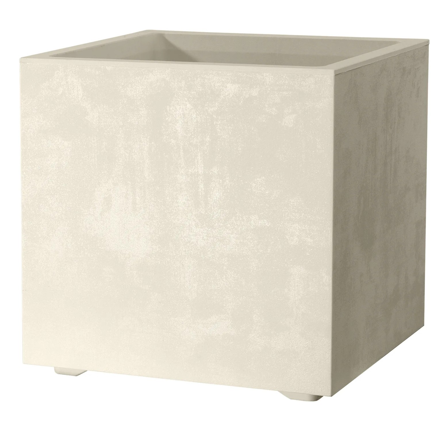 E-shop Deroma Kvetináč Millennium Cubo perlovo biely 25 x 25 x 25 cm