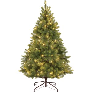 Zelený umelý vianočný stromček Nagano s LED osvetlením, výška 150 cm, pre slávnostné Vianoce.