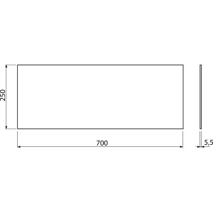 Technický výkres t.b.t. pre umývadlo, rozmery 700x250x5,5 mm.