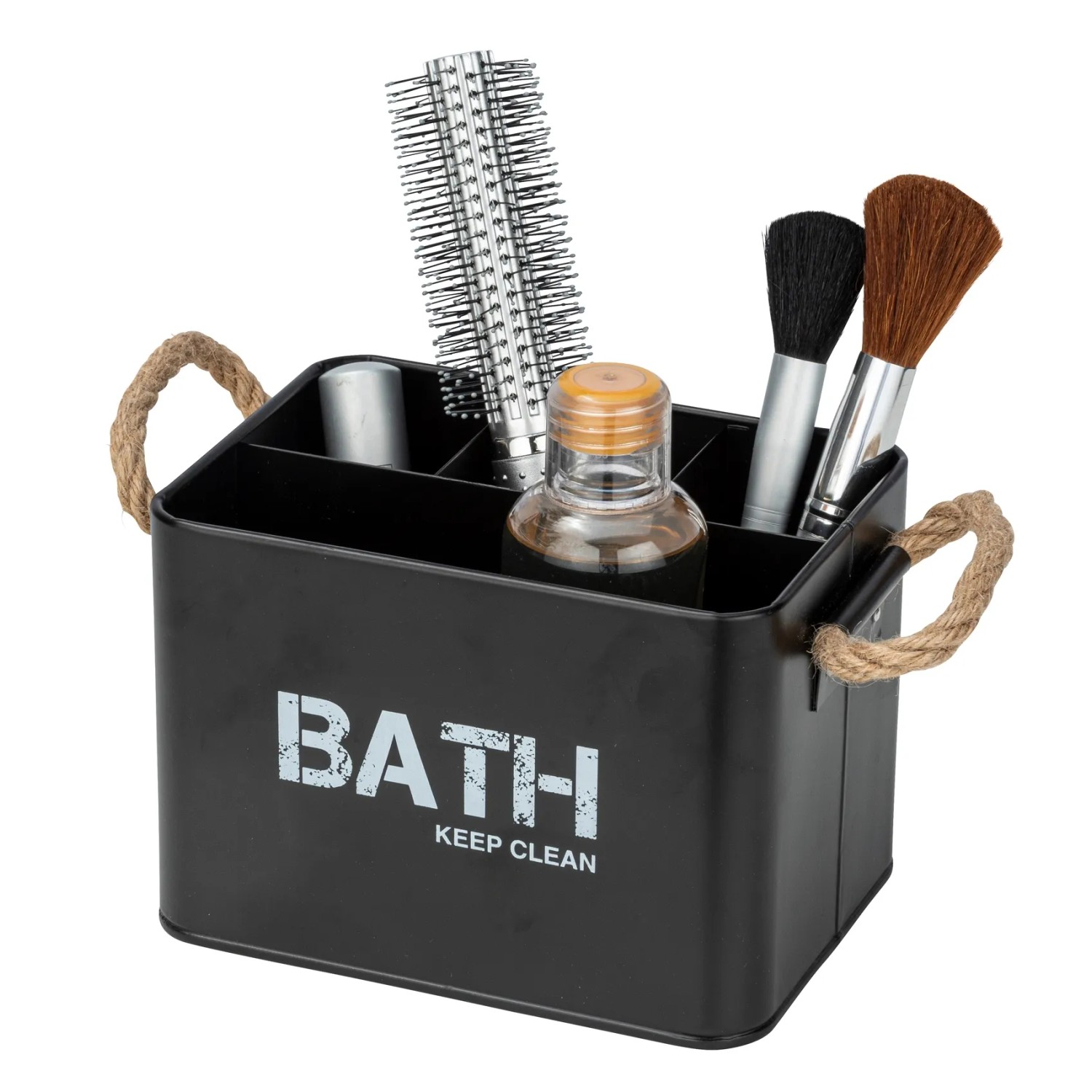 E-shop Wenko Kúpeľňový box Gara so 4 priehradkami 2,37 l oceľ 19 x 12,5 x 13 cm čierny