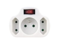 Emos Rozbočovacia zásuvka biela, 1 x guľatá, 2 x plochá s vypínačom