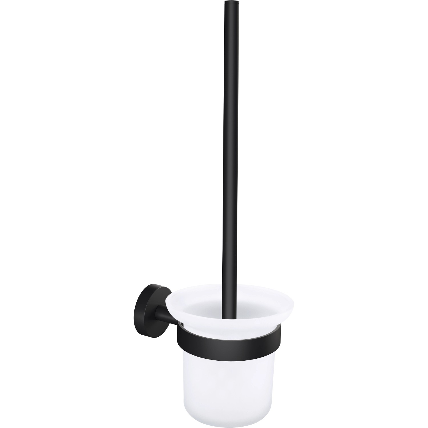 E-shop tesa Súprava WC štetky s nástenným držiakom Moon, matná čierna, pr. 11 x 38 cm