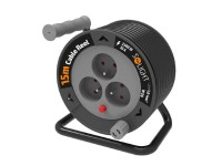 Solight Predlžovací prívod na bubne, IP20, 3 zásuvky, 3x 1,0 mm2, čierna, 15 m