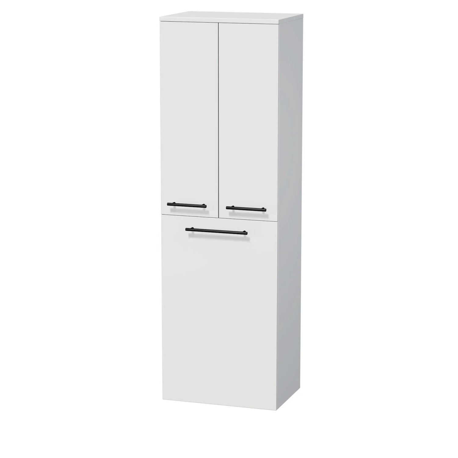 E-shop INTEDOOR Vysoká skriňa BEE, úchyt čierny, 2 dvere, kôš, š. 50 cm, biela lesk