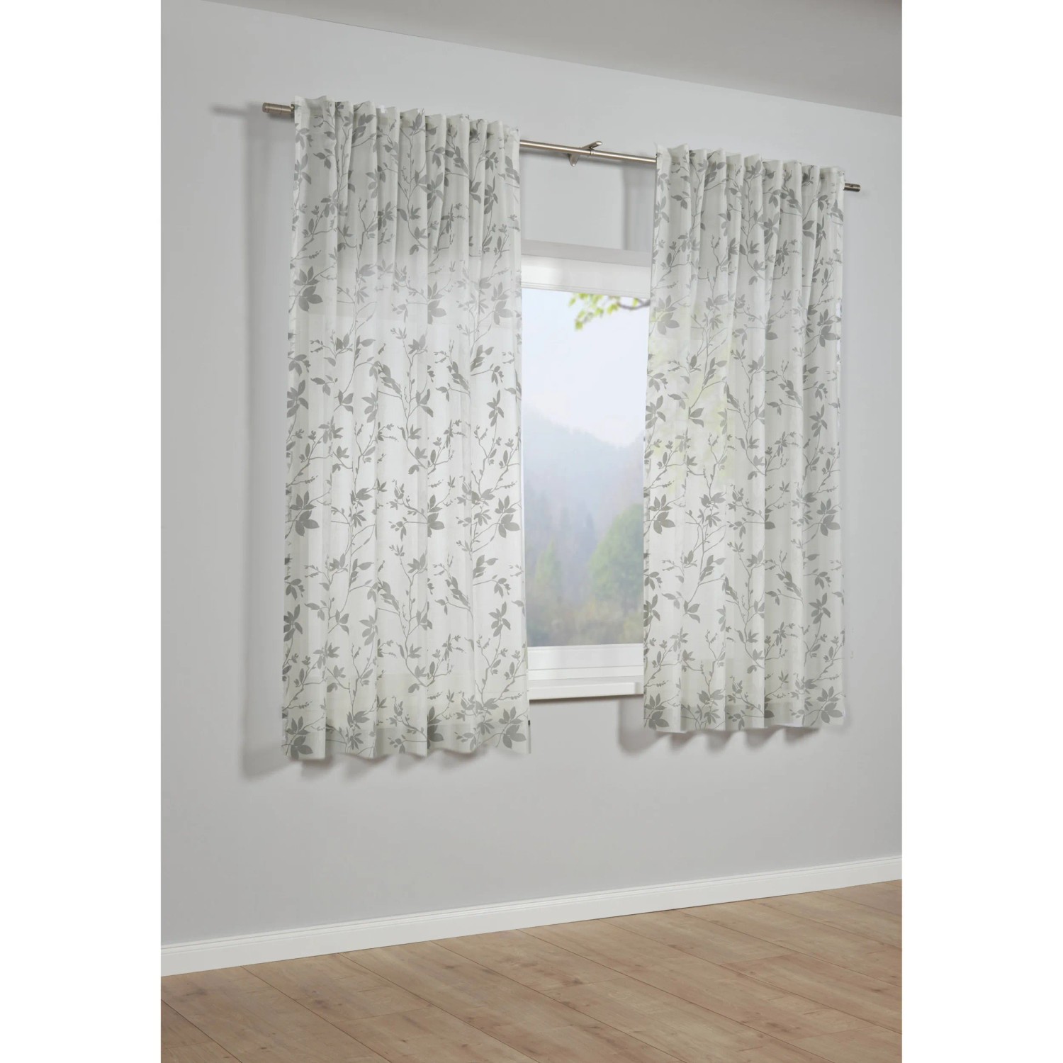 E-shop Bennetti Záves so skrytými pútkami, vetvy, striebornosivá, 175 x 140 cm