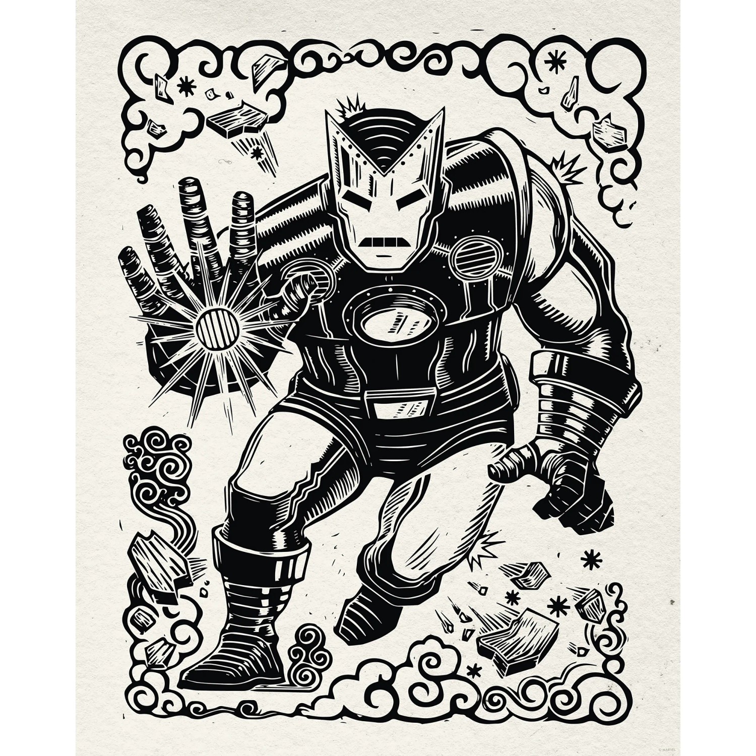 E-shop Komár Plagát Marvel Iron Man Lino-Cut 40 x 50 cm