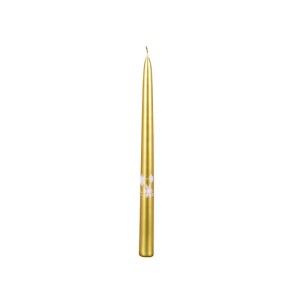 Sviečka kónická GIRLANDA zlatá/biela metalická, 24 cm