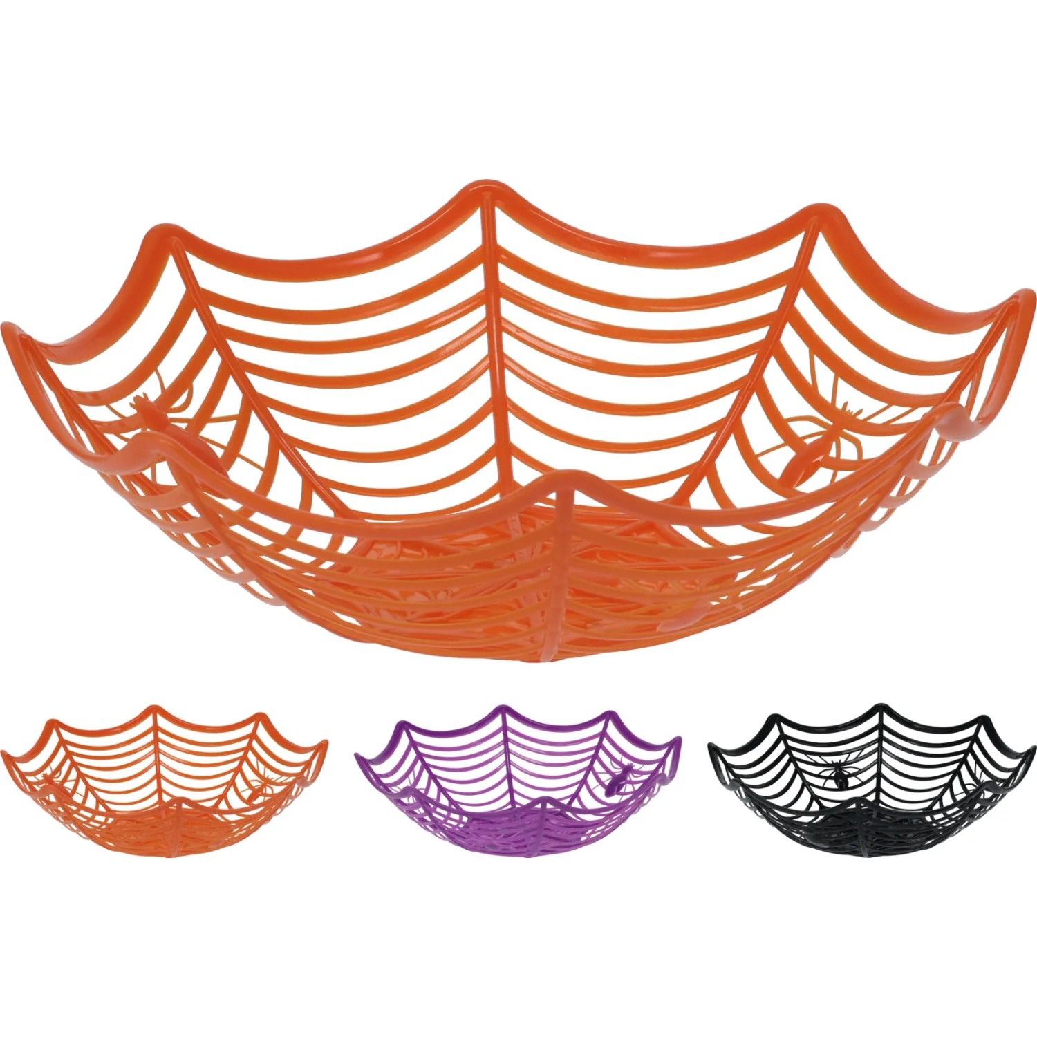 E-shop Koopman Plastový košík v podobe pavučiny s pavúkmi, rôzne druhy, pr. 27,5 x 8 cm