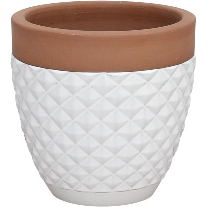 Kvetináč keramický ozdobný Diamond krémový, 37 x 37 x 34 cm