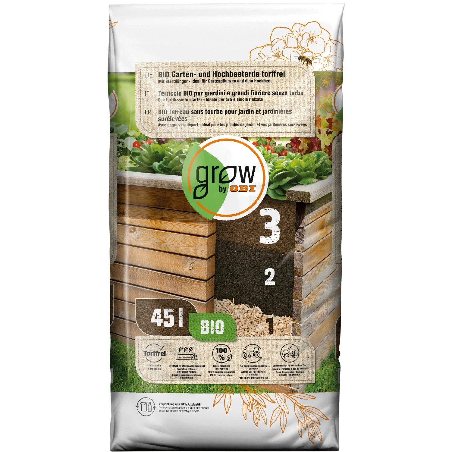 E-shop GROW by OBI BIO substrát pre záhrady a vyvýšené záhony 45 l