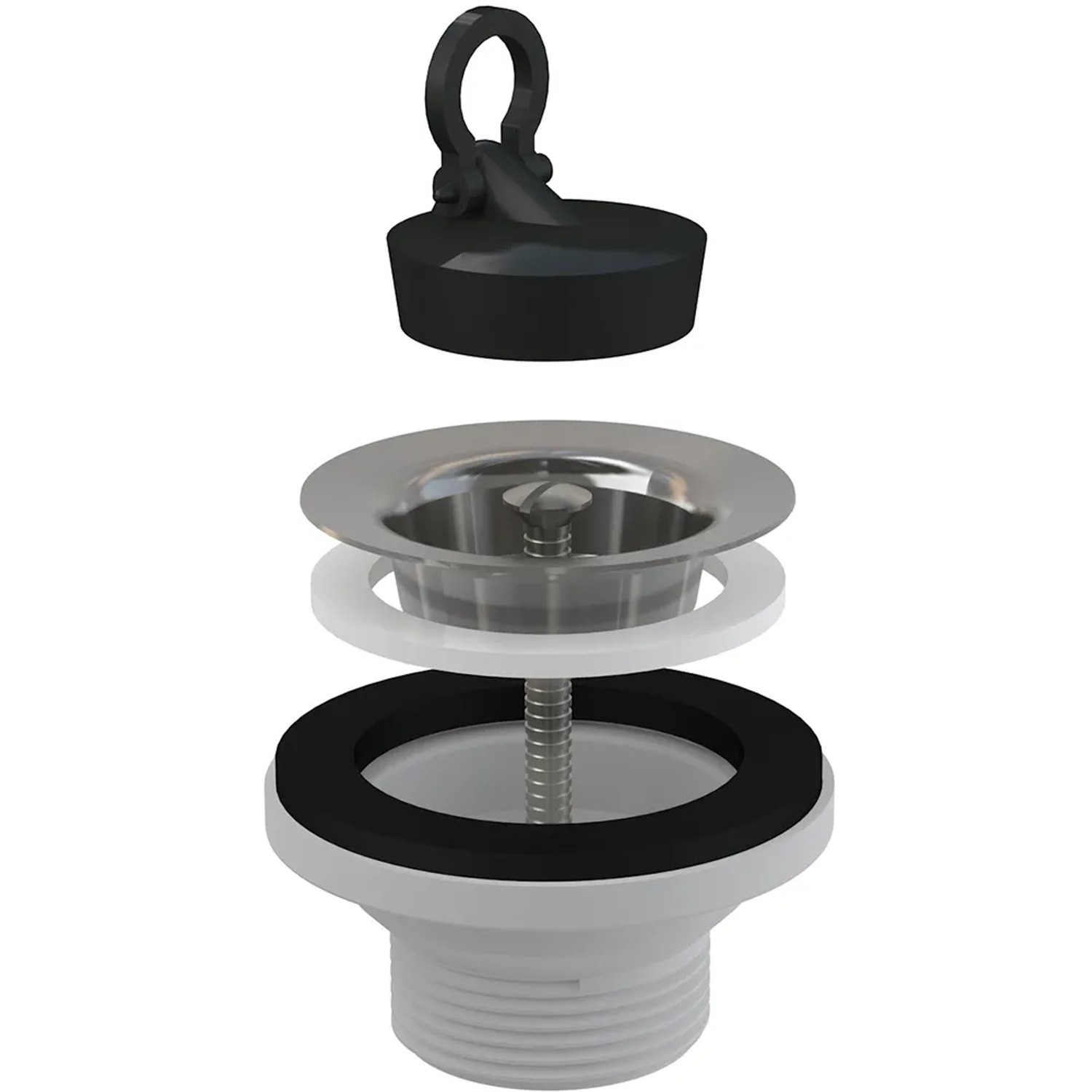 E-shop Alca Výpusť umývadlová A31 s nerez mriežkou pr. 62 mm, gum. zátka, 5/4"