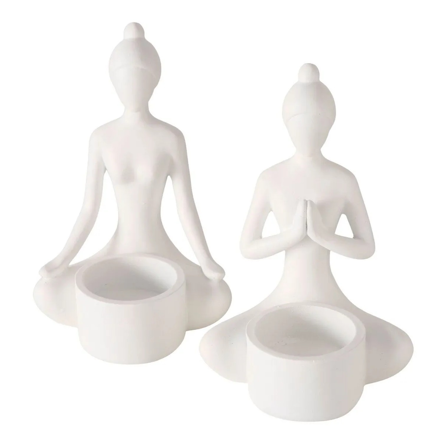 E-shop Boltze Svietnik na čajovú sviečku jogínka Yoga, biela, rôzne druhy, 15 cm, 1 ks