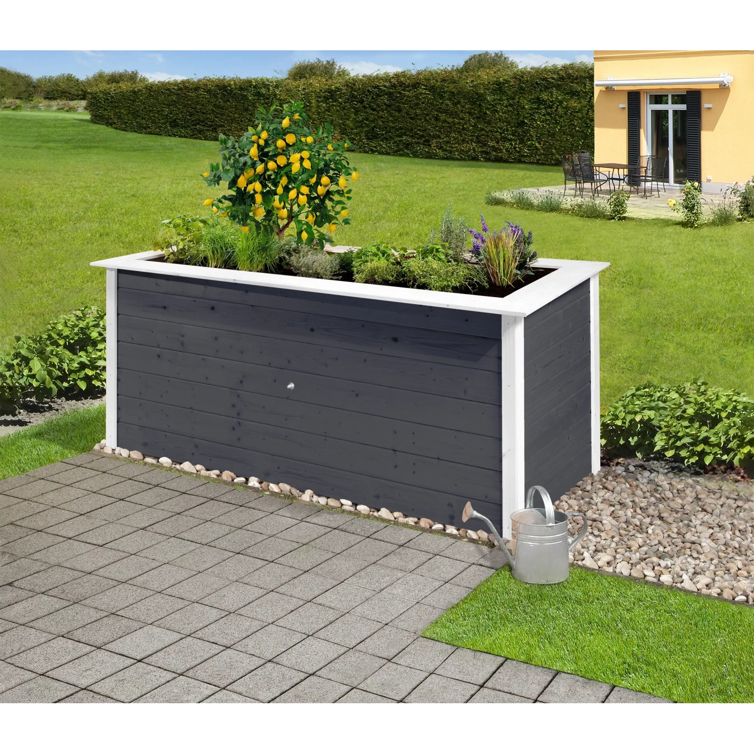 E-shop Weka Vyvýšený záhon Herba, antracitová/biela 205 x 80 x 81 cm