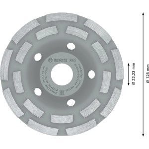 Sivý diamantový brúsny kotúč Bosch na betón, priemer 125 mm, otvor 22,23 mm. Príslušenstvo pre uhlové brúsky.