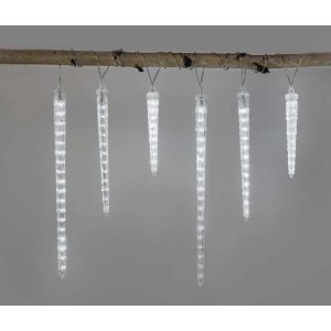 LED svetelná reťaz v tvare cencúľov na vonkajšie použitie, teplé biele svetlo.