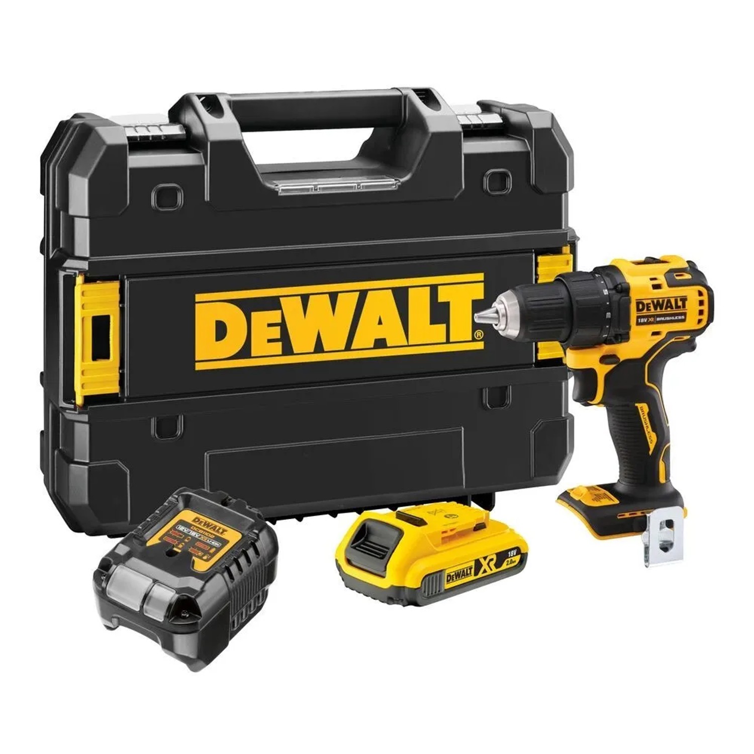 DeWALT 18V XR Aku bezuhlíkový vŕtací skrutkovač DCD708D1T-QW (1x2,0Ah, kufor)