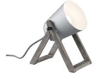 Reality Stolná lampa Marc, kov a drevo, sivá, 19,5 x 12,5 x 21 cm