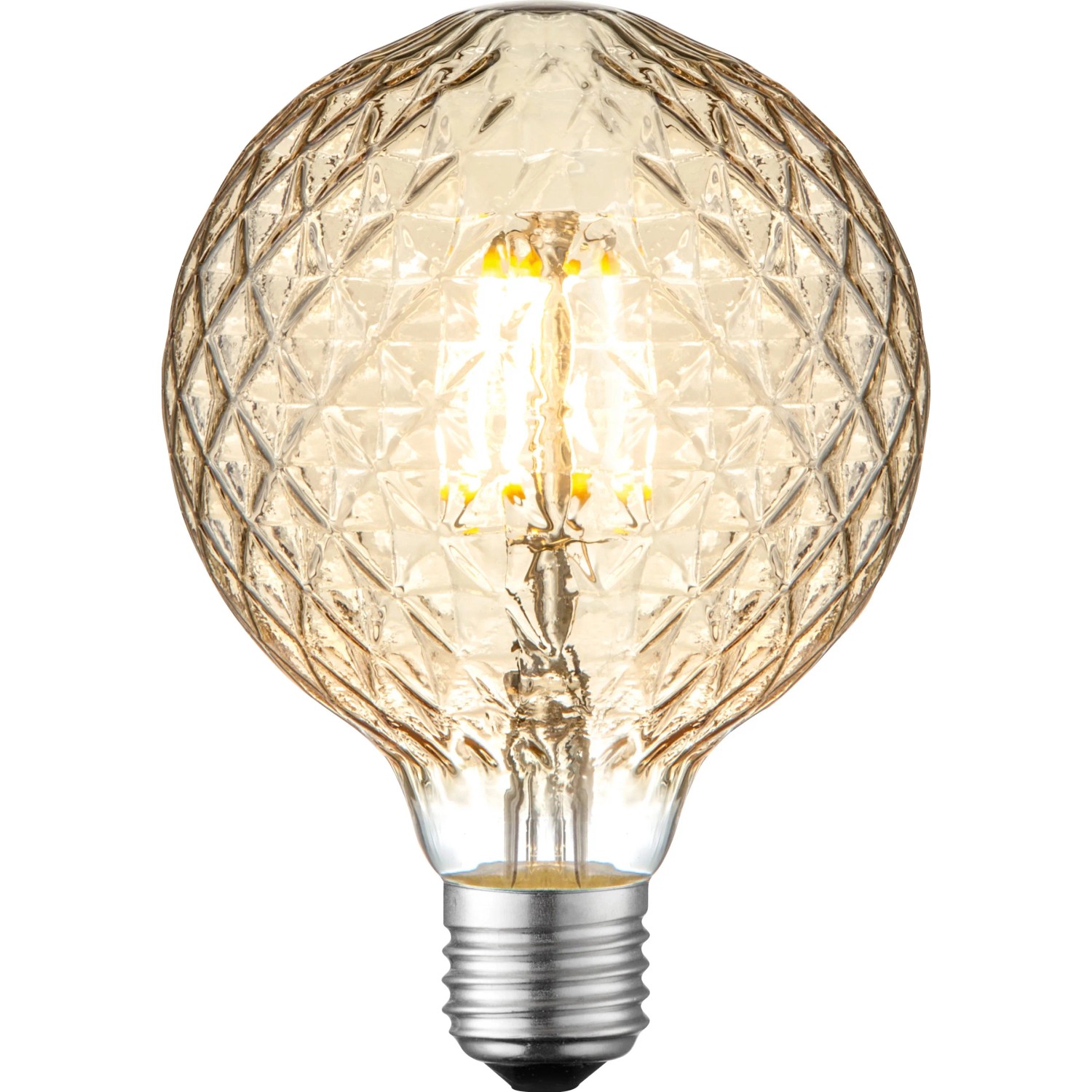 E-shop Just Light. Filam. LED žiarovka E27, G95, 330lm, 2700K, 4W, jantar. krištáľ