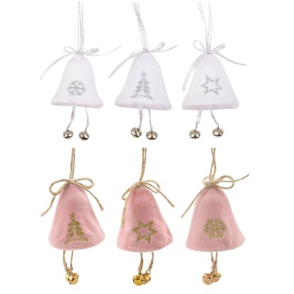 Zvonček na zavesenie plyšový s roľničkou 6 cm