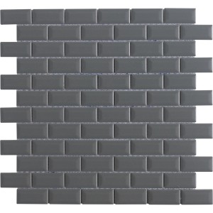 Mozaiková rohož Metro keramická sivá, 30x30 cm, lesklý povrch, pre dizajn interiérových stien.