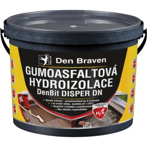 Vedro bitúmenovej tekutej izolácie Den Braven, vhodné na utesnenie.