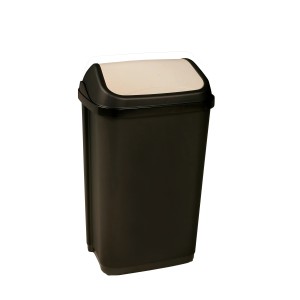 Grafitový kôš Swing-Bin 50 l s krémovým výklopným vekom.