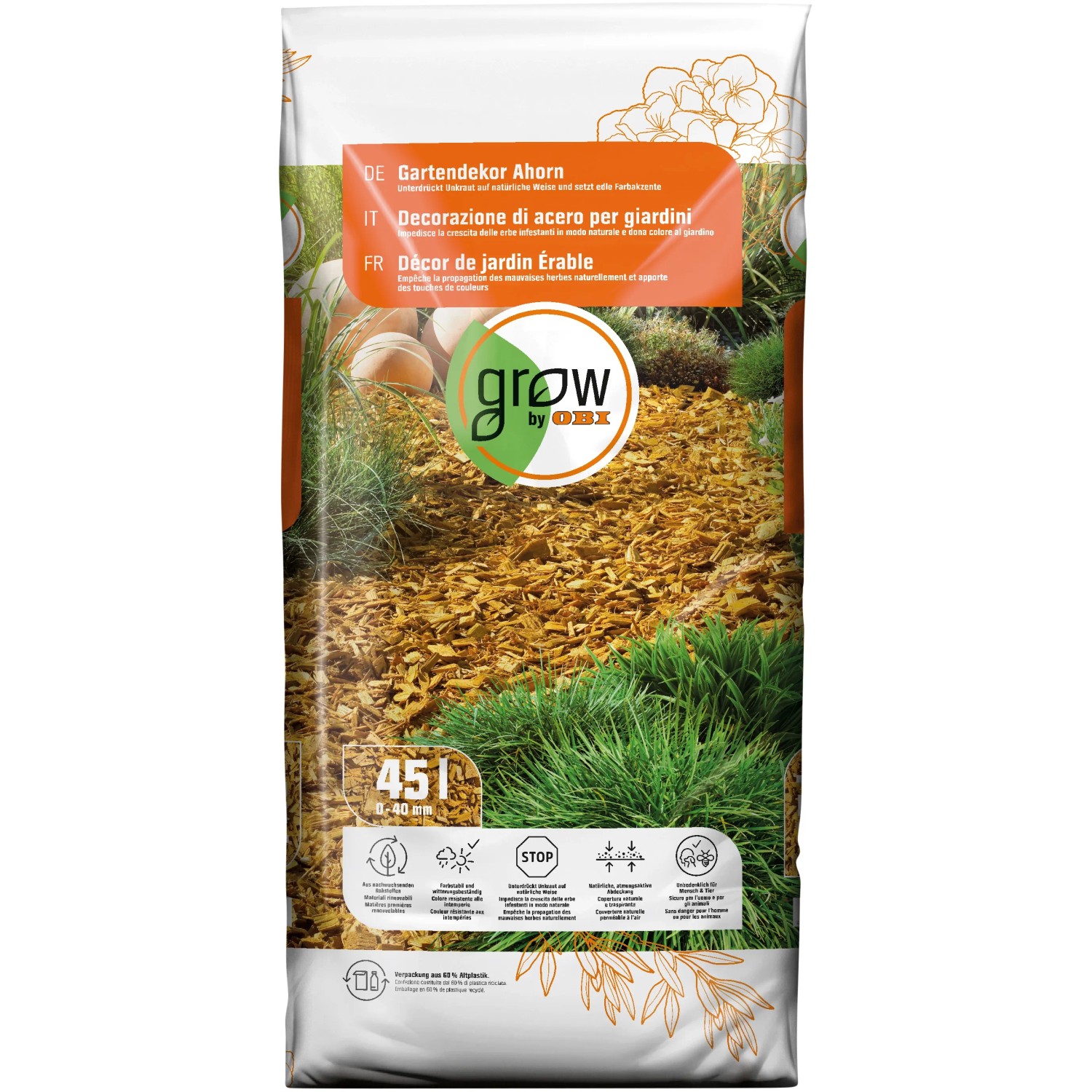 E-shop GROW by OBI Dekoratívna mulčovacia kôra javorová 45 l