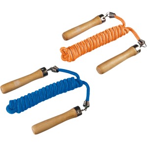 Detské švihadlá v modrej a oranžovej farbe s drevenými rúčkami, dĺžka 270 cm.