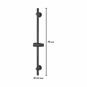 Matná čierna sprchová tyč baliv DST-70.21, 70,5 cm, na upevnenie ručnej sprchy.