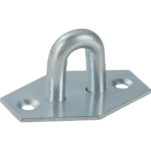 Ľahko pozinkovaná očková doska, 45x31x2 mm, pre zámky brán a upevnenia.