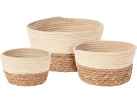 Súprava úložných košov z morskej trávy MARINA, pletené, 3 ks