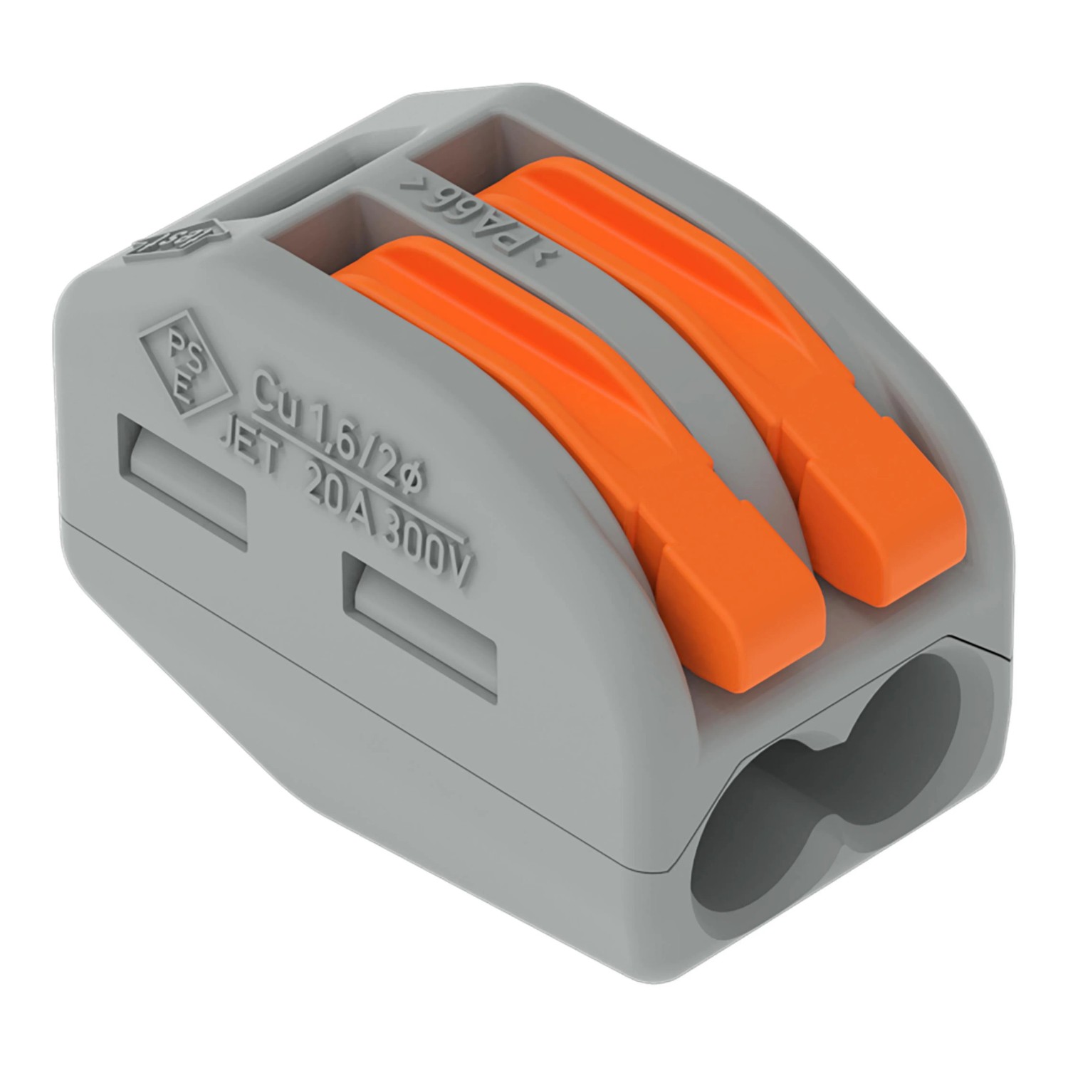 E-shop WAGO Páčková spojovacia svorka 222, 2 vodiče, max. 4 mm2, 5 ks