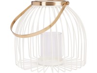 Koopman Kovový lampáš s uchom bielo-zlatý 22 x 19,5 cm