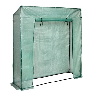 Obdĺžnikový, priehľadný skleník 1,17 m² s fóliou na pestovanie rastlín.