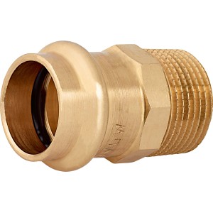 Prechodový nipel z červeného bronzu, 22 mm x 26,4 mm (R 3/4), pre lisovacie tvarovky.