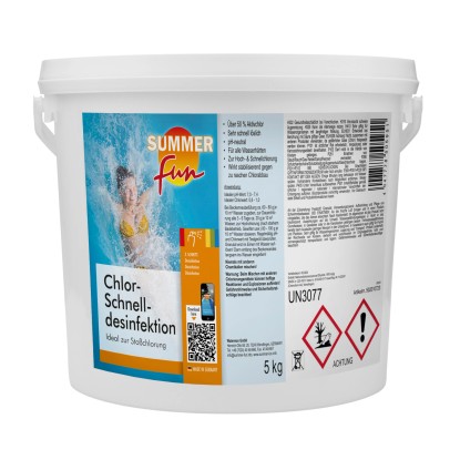 Summer Fun Chlór Rýchla dezinfekcia 5 kg na šokovú chloráciu bazéna. Granulát na rýchlu dezinfekciu.