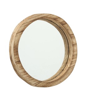 Okrúhle zrkadlo Boltze Home Jones, Ø 25 cm, rám z prírodného dreva, dekorácia na stenu.