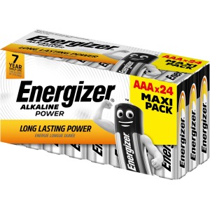 Batérie Energizer Alkaline Power AAA, 24 kusov v papierovej krabičke.