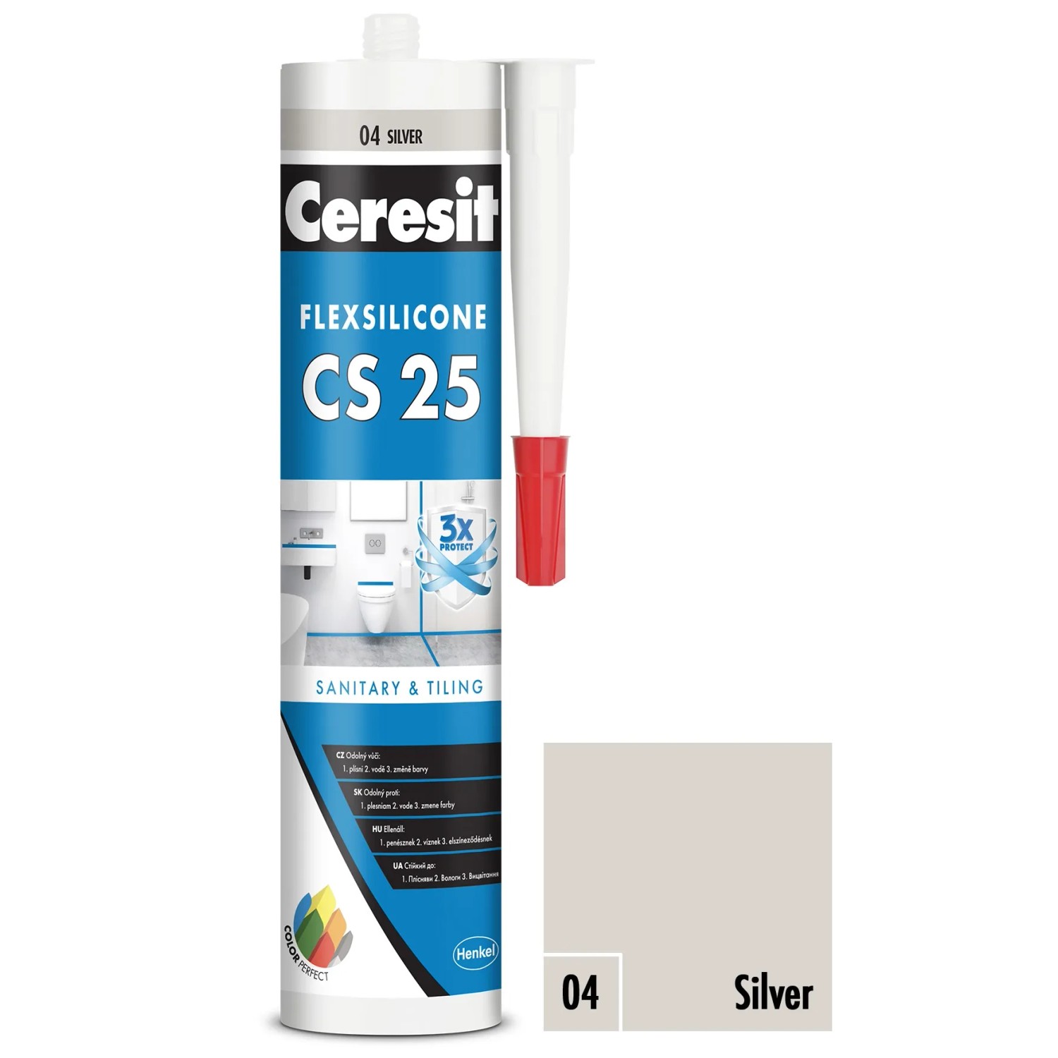 E-shop CERESIT CS 25 Sanitárny silikón 04 Silver 280 ml