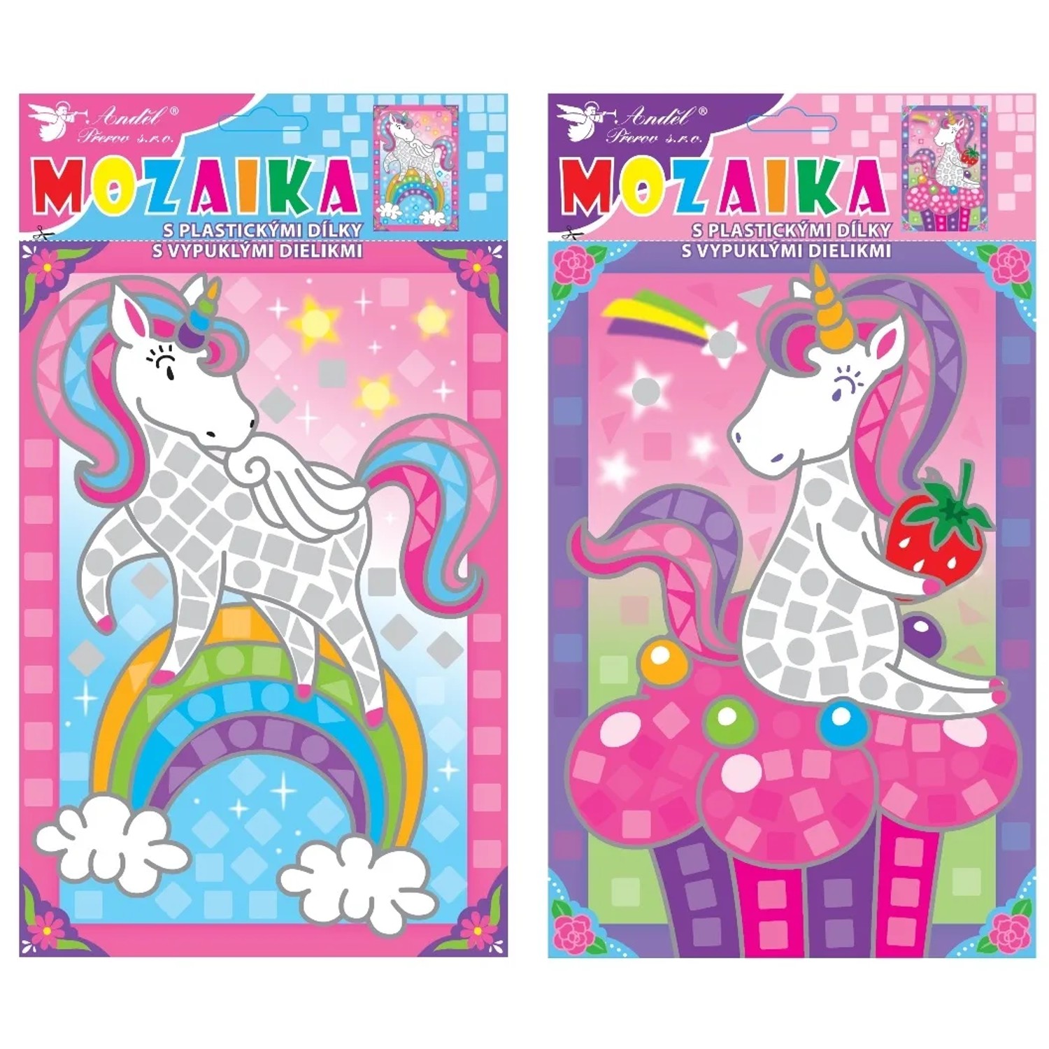 E-shop Anděl Přerov Mozaika s priestorovými dielikmi jednorožec, 17 x 31 cm