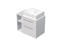 INTEDOOR Skriňa+umývadlo BEE, úchyt chróm, š. 80 cm, regál vľavo, biela 3D pruhy