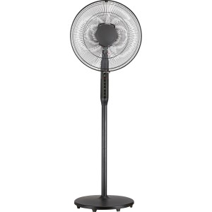 Čierny stojanový ventilátor Silent, Ø 40 cm, výška 135 cm, s ovládacím panelom na základni.