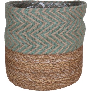 A.H.G. Kvetinový kôš, Ø 20 cm, morská tráva/juta, šalvia-prírodná. Valcový kvetináč v boho štýle.