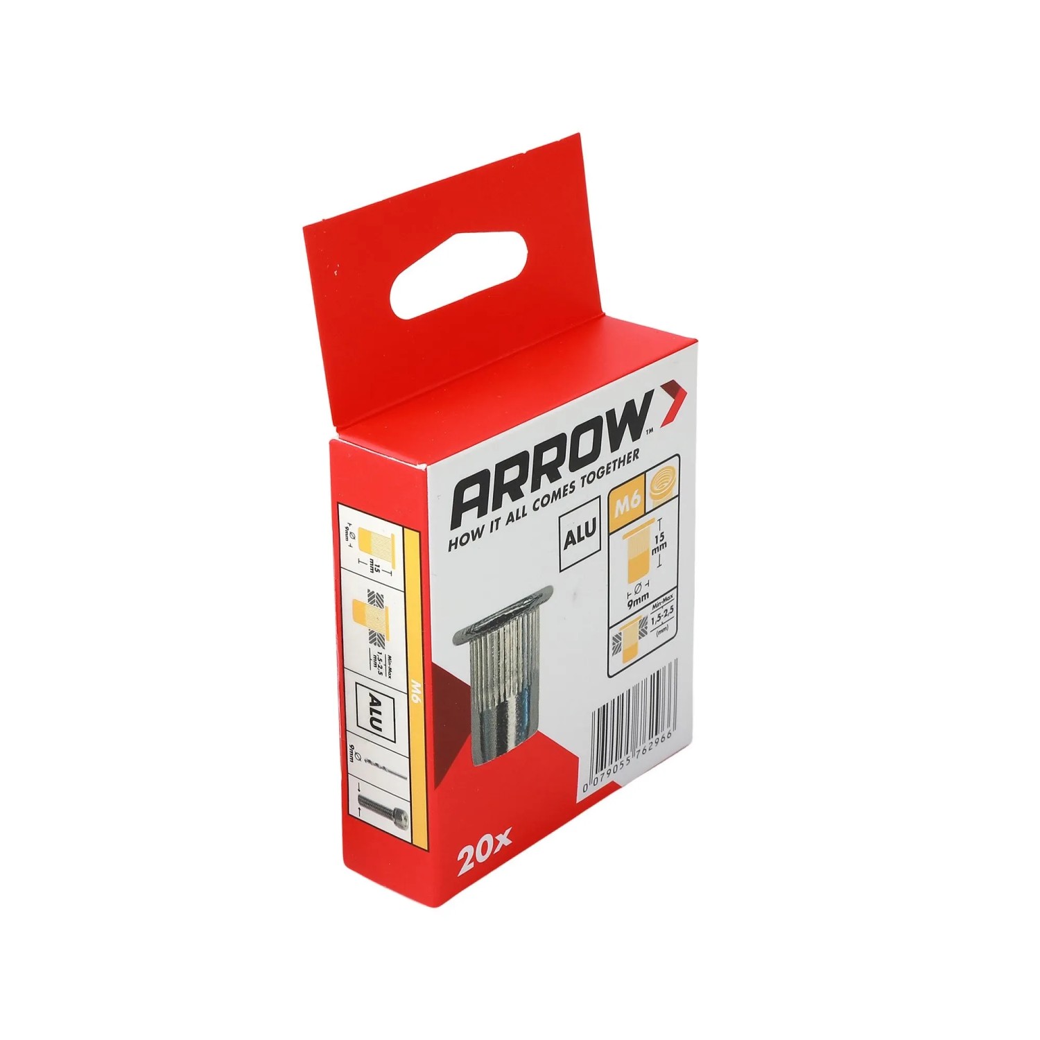 E-shop Arrow Nitovacie matice RN M6 hliník, pr. 9 x 15 mm, 20 ks