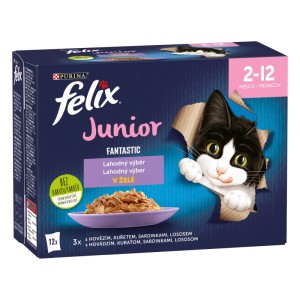 Felix Fantastic Junior Kapsičky pre mačky hovädzie, kura, sardinky, losos 12x85g