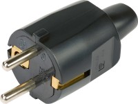 Zástrčka s ochranným kontaktom PVC čierna