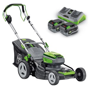 Sada akumulátorovej kosačky LUX s 2 batériami a nabíjačkou. Šírka záberu 46 cm, 40V PowerSystem.