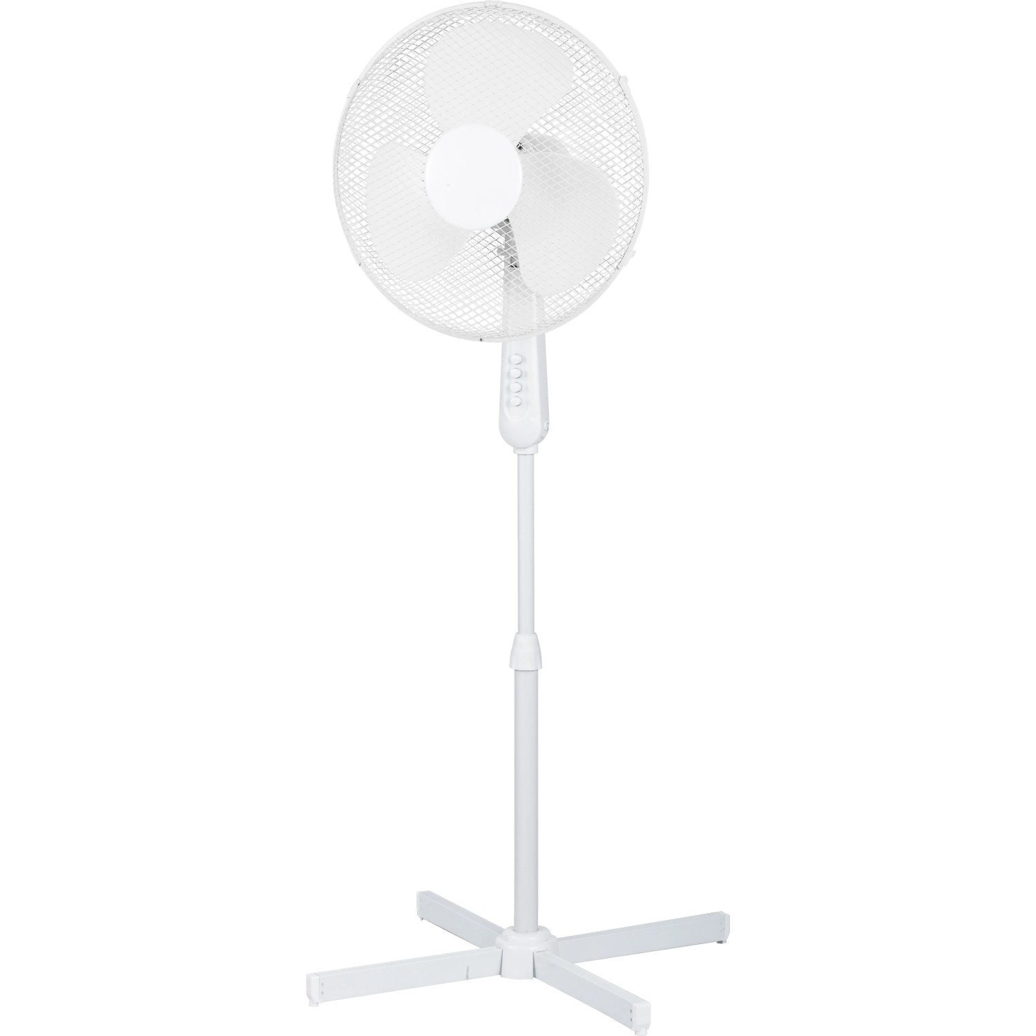 E-shop BWO Výškovo nastaviteľný otočný stojanový ventilátor biely pr. 41 cm x 107-126cm